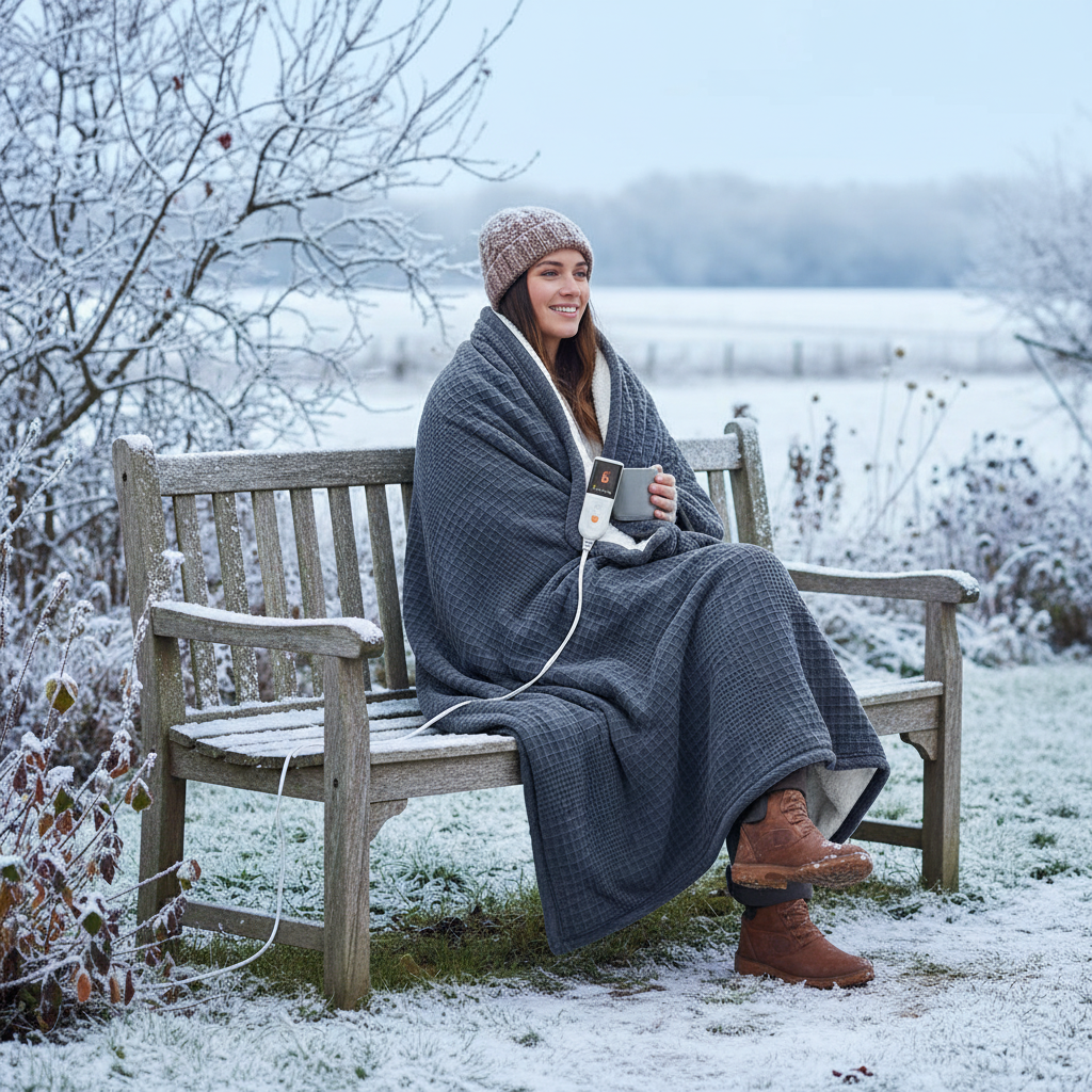 Electric Blanket 130 x 160 cm – Large Electric Blanket 9 Heat Levels – Automatic Shut-off 10h Machine Washable (Black)