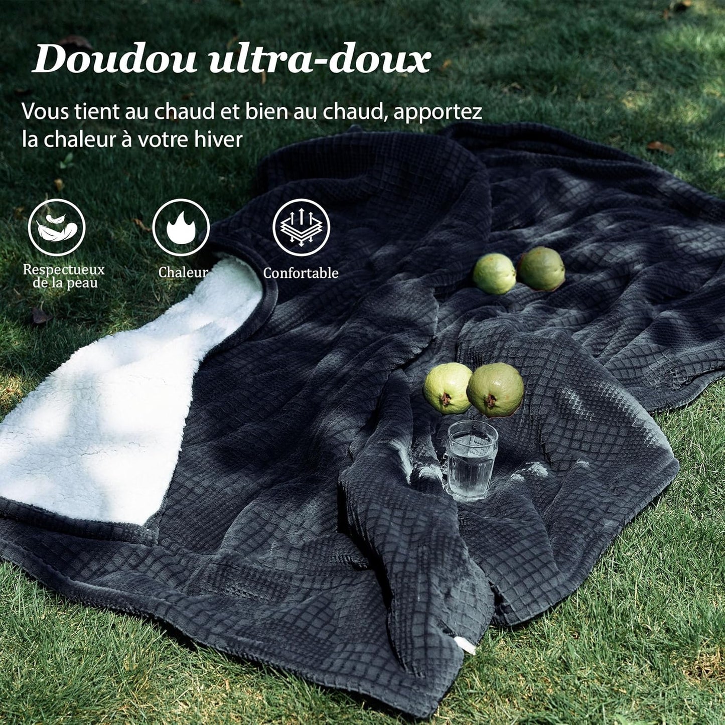 Electric Blanket 130 x 160 cm – Large Electric Blanket 9 Heat Levels – Automatic Shut-off 10h Machine Washable (Black)